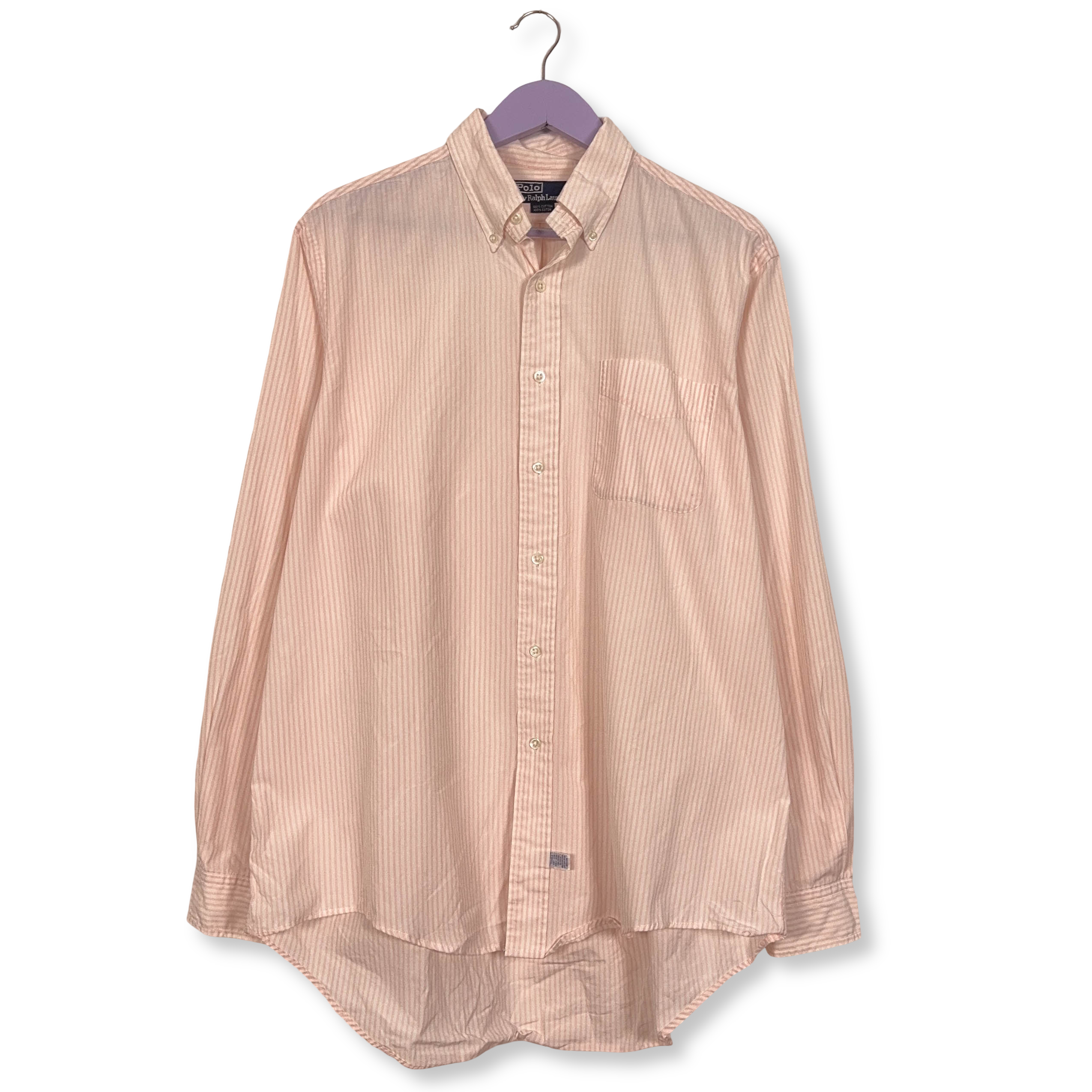 Camicia Ralph Lauren rosa e bianca a righe in cotone - Taglia 16.5 uomo
