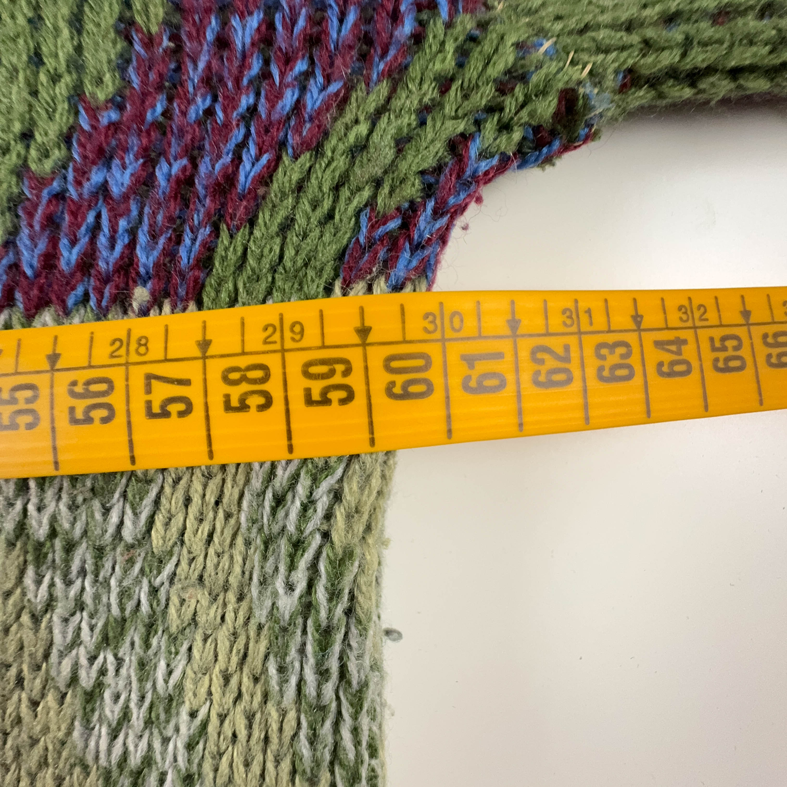 Vintage Green Geometric Pattern Wool Blend Button Up Cardigan - Size L/XL Men