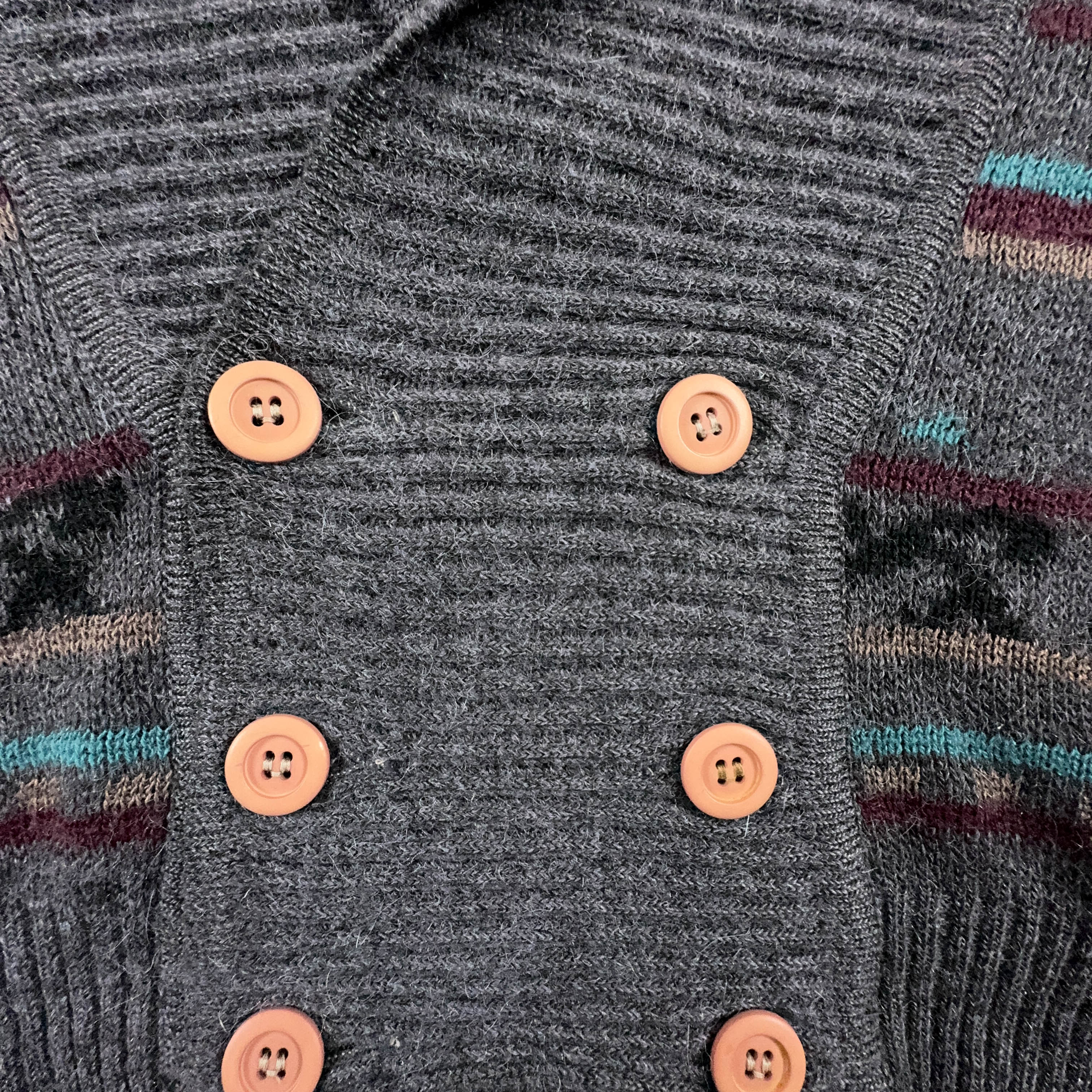 Vintage Grey Patterned Cardigan 50% Wool and Alpaca with Buttons - Size 52 Men