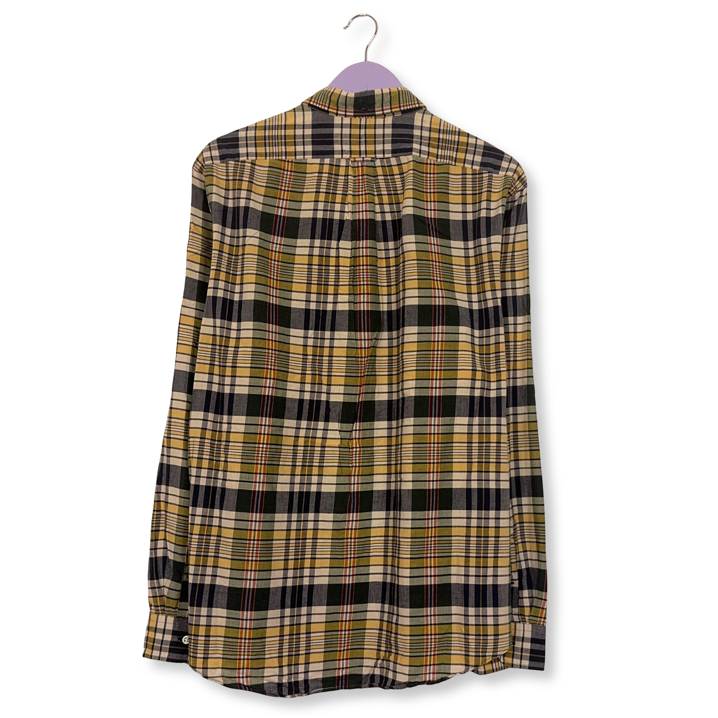 Camicia Ralph Lauren gialla e blu a quadri in cotone slim fit - Taglia L/XL uomo